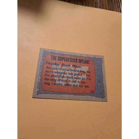 Vintage 1987 WWF Honky Tonk Man Wrestling Trading Card 73 Superstars Speak Topps - Picture 4 of 4